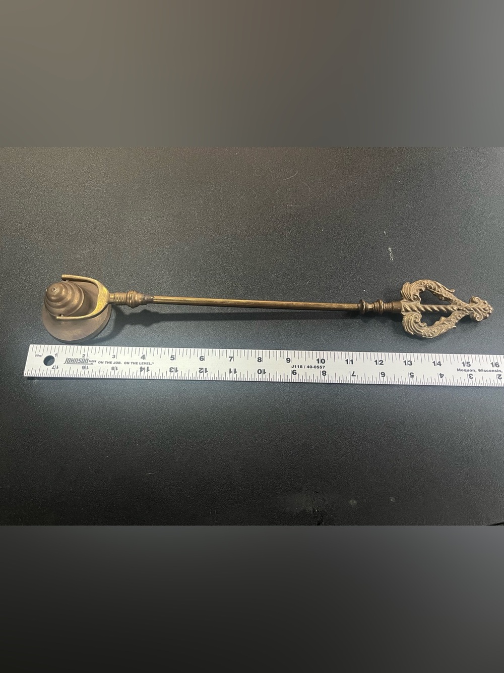Antique-Style Brass jumbo candle snuffer. Heavy, solid, XXL. Over 1/2 lb.